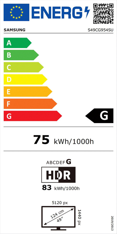 Samsung Odyssey OLED G9 LS49CG934SUXEN energy label