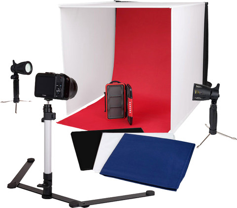 Caruba Portable Fotostudio 40 x 40 x 40 cm + LED-Leuchte (2x) vorne