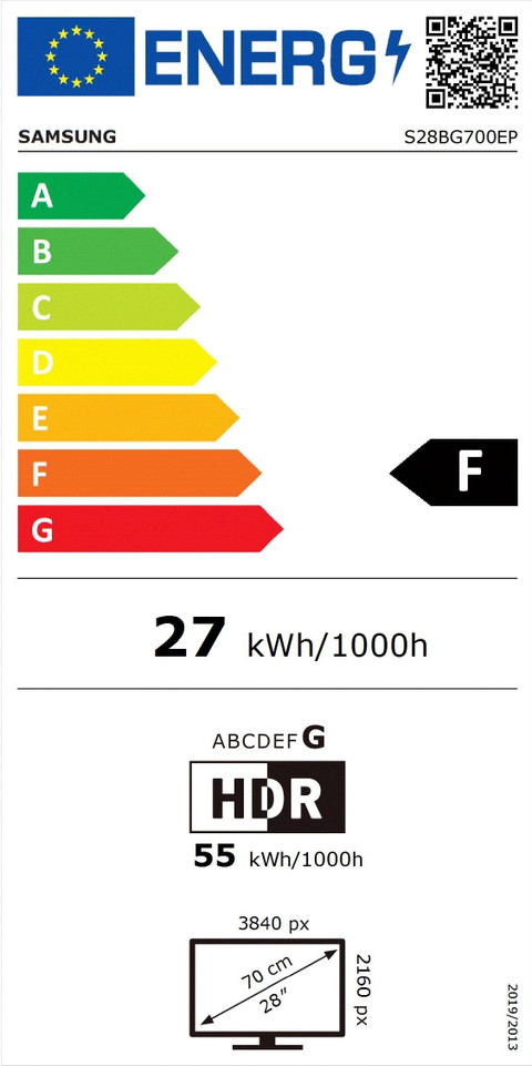 Samsung Odyssey G7 LS28BG700EPXEN energy label