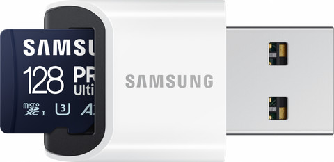 Samsung PRO Ultimate 128 GB (2023) microSDXC + USB lezer detail