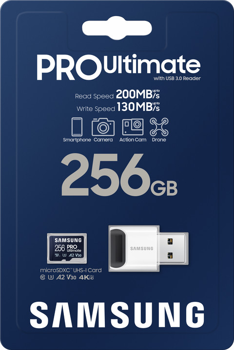 Samsung PRO Ultimate 256GB (2023) MicroSDXC + USB Reader null