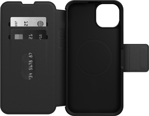 Otterbox Strada Apple iPhone 15 Plus Book Case Leather Black with MagSafe Main Image