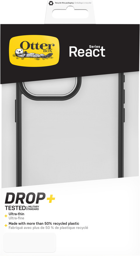 OtterBox React Apple iPhone 15 Pro Max Back Cover Transparent/Black packaging