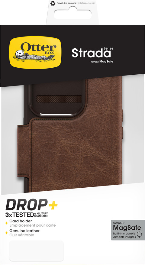 Otterbox Strada Apple iPhone 15 Pro Book Case Leer Bruin Met MagSafe verpakking