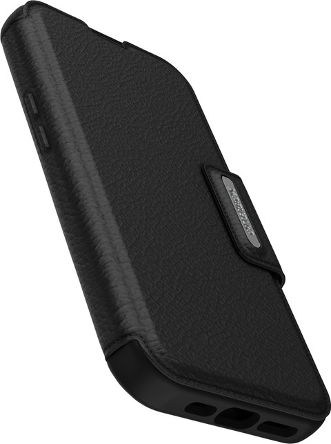 Otterbox Strada Apple iPhone 15 Book Case Cuir Noir avec MagSafe côté gauche