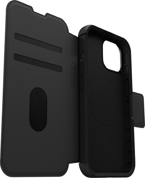 Otterbox Strada Apple iPhone 15 Book Case Cuir Noir avec MagSafe côté gauche