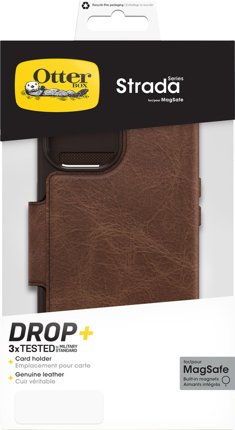 Otterbox Strada Apple iPhone 15 Book Case Leer Bruin Met MagSafe verpakking