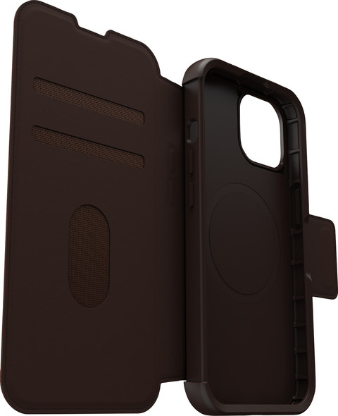 Otterbox Strada Apple iPhone 15 Book Case Leer Bruin Met MagSafe detail