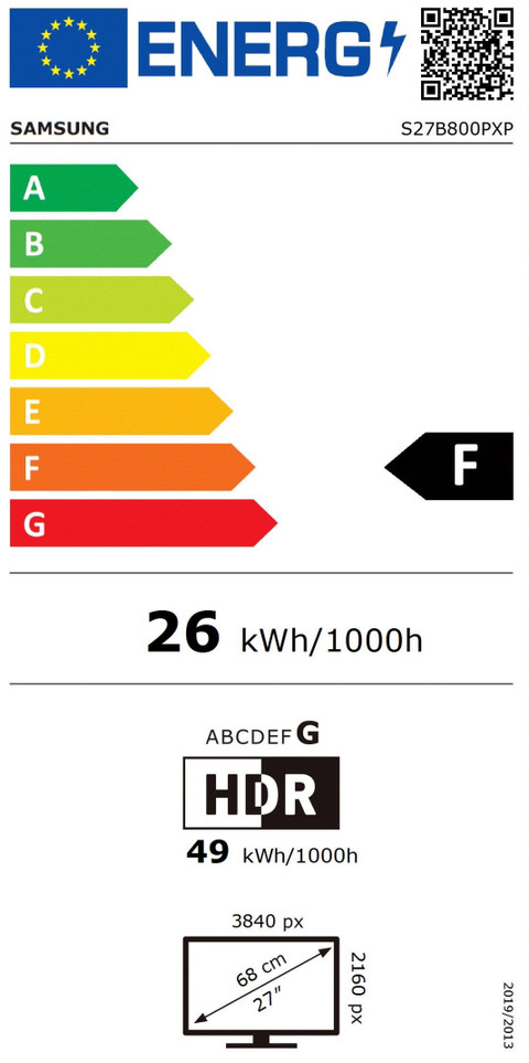 Samsung LS27B800PXPXEN energielabel