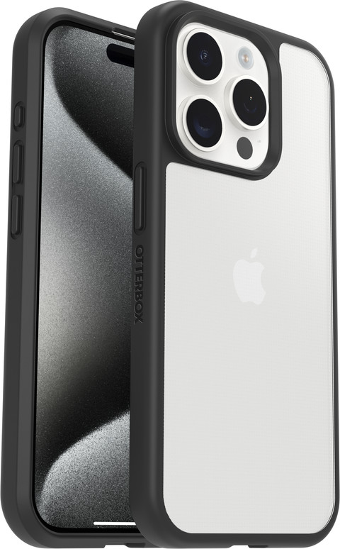 Otterbox React Apple iPhone 15 Pro Back Cover Transparant/Zwart rechterkant