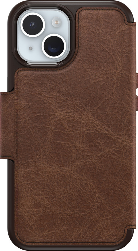 Otterbox Strada Apple iPhone 15 Book Case Leer Bruin Met MagSafe achterkant