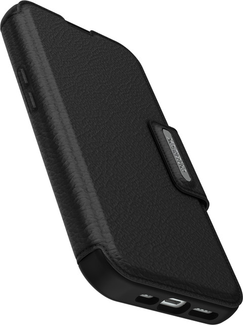 Otterbox Strada Apple iPhone 15 Book Case Cuir Noir avec MagSafe côté droit