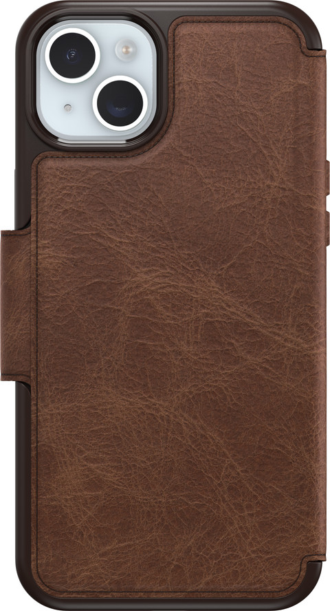 Otterbox Strada Apple iPhone 15 Plus Book Case Leather Brown with MagSafe back