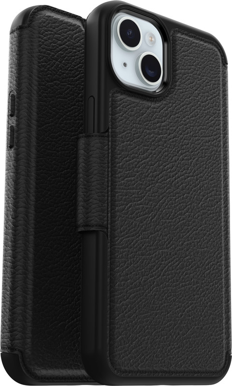 Otterbox Strada Apple iPhone 15 Plus Book Case Cuir Noir avec MagSafe côté droit