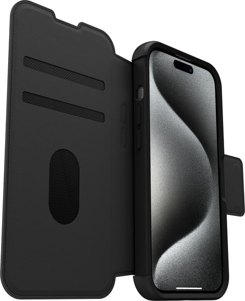 Otterbox Strada Apple iPhone 15 Pro Book Case Leer Zwart Met MagSafe detail