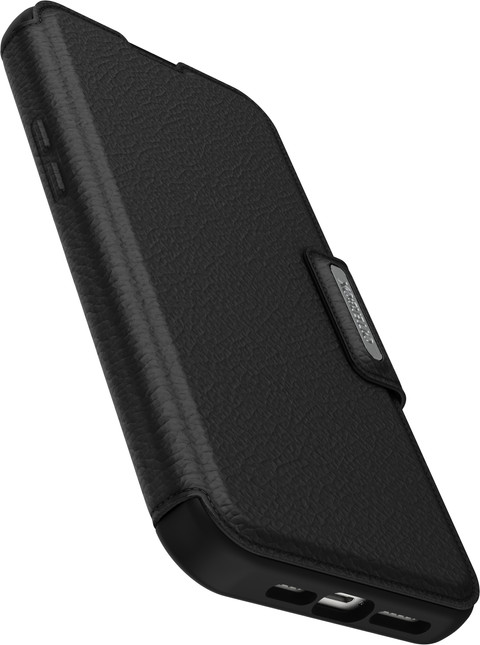 Otterbox Strada Apple iPhone 15 Pro Max Book Case Leer Zwart Met MagSafe rechterkant