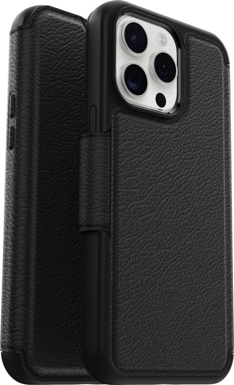 Otterbox Strada Apple iPhone 15 Pro Max Book Case Leer Zwart Met MagSafe rechterkant