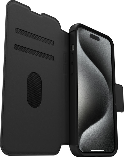 Otterbox Strada Apple iPhone 15 Pro Max Book Case Leer Zwart Met MagSafe detail