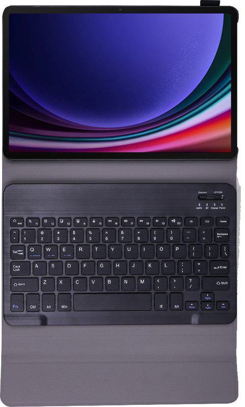 Just in Case Premium Samsung Galaxy Tab S9/Tab S9 FE Keyboard Cover QWERTY Black top