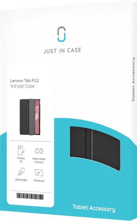 Just in Case Smart Tri-Fold Lenovo Tab P12 Book Case Black packaging