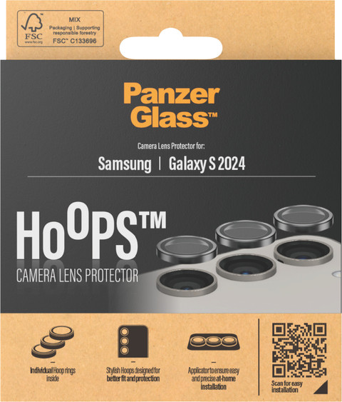 PanzerGlass Hoops Samsung Galaxy S24 Kameraobjektivschutz Glas verpackung