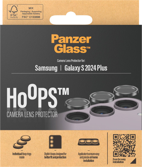 PanzerGlass Hoops Samsung Galaxy S24 Plus Camera Lens Protector Glass packaging