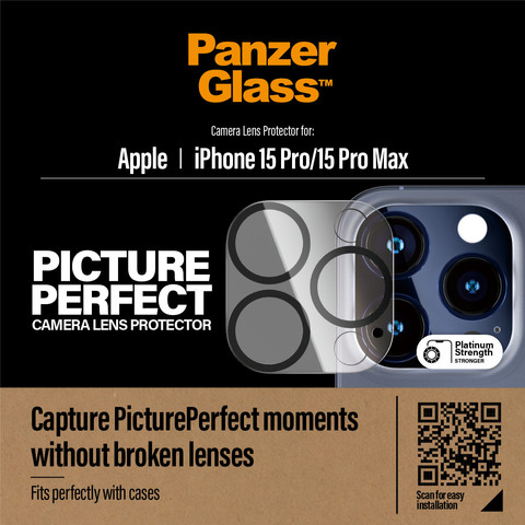 PanzerGlass PicturePerfect Apple iPhone 15 Pro/15 Pro Max Camera Protector Glas verpakking