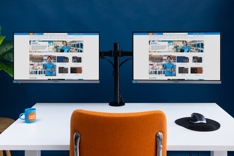 BlueBuilt Monitor Arm for 2 Monitors product in use