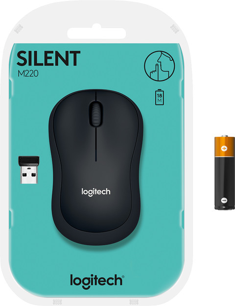 Logitech M220 Silent Wireless Mouse Black packaging