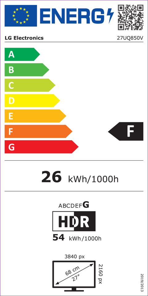 LG UltraFine 27UQ850V-W energielabel