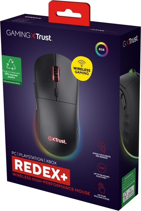 Trust GXT 927 Redex+ Wireless Gaming Mouse packaging