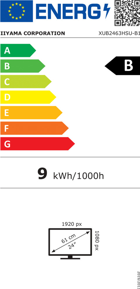 iiyama ProLite XUB2463HSU-B1 energy label