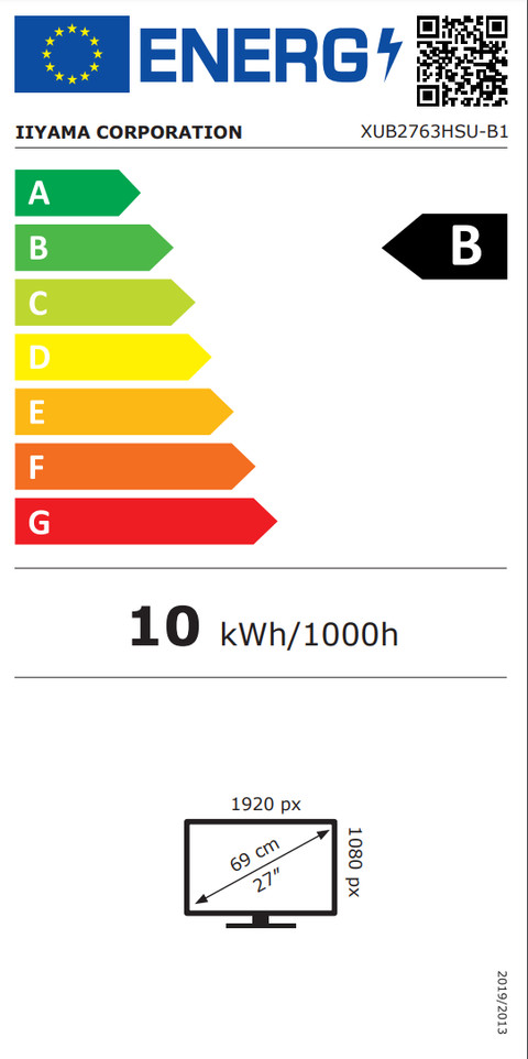 iiyama ProLite XUB2763HSU-B1 classe énergétique