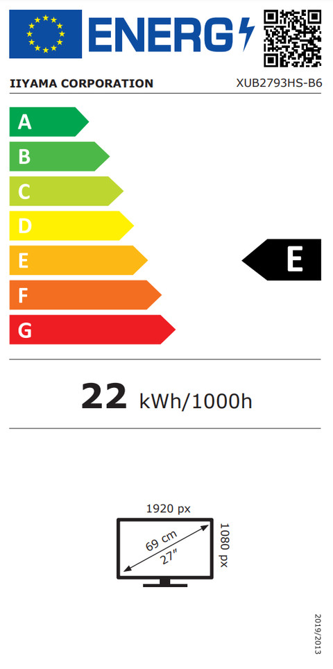 iiyama ProLite XUB2793HS-B6 energielabel