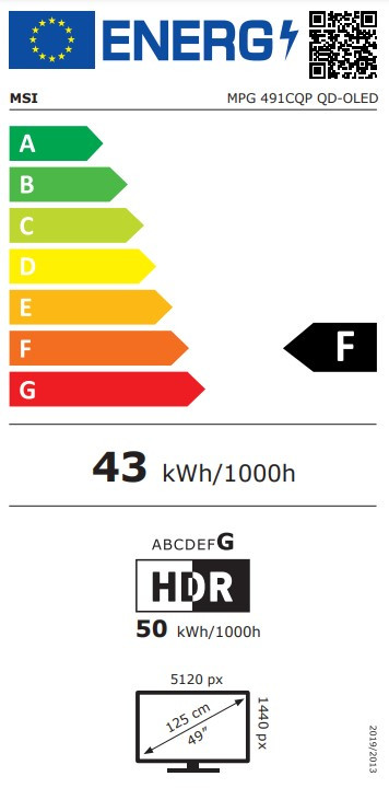 MSI MPG 491CQP QD-OLED classe énergétique