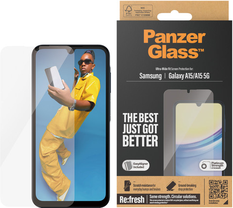 PanzerGlass Ultra-Wide Fit Samsung Galaxy A15 4G/5G Screenprotector Glas detail