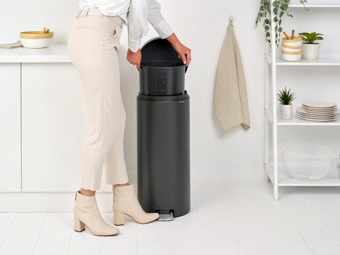 Brabantia NewIcon Pedal Trash Can 30L Mineral Infinite Gray product in use