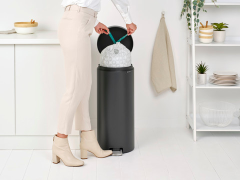 Brabantia NewIcon Pedal Trash Can 30L Mineral Infinite Gray product in use