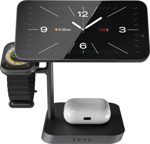 Zens 3-in-1 MagSafe and Qi2 Wireless Charger 15W with Stand and Watch Stand Main Image