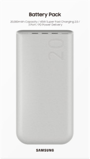 Samsung Power Bank 20,000mAh with Fast Charging Beige packaging