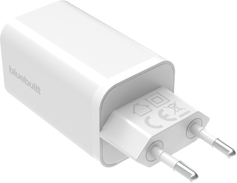 BlueBuilt Power Delivery Oplader met 2 Usb C Poorten 65W Wit achterkant