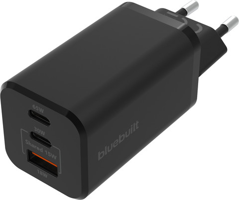 BlueBuilt Power Delivery + Quick Charge Oplader met 3 Usb Poorten 65W Zwart Main Image