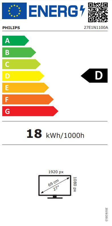 Philips 27E1N1100A/00 energy label