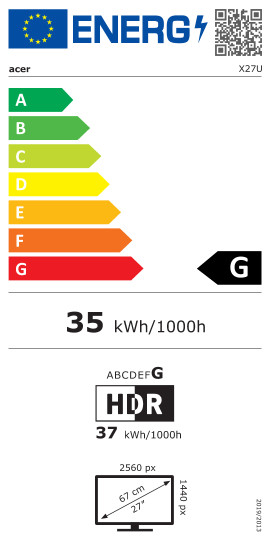 Acer Predator X27Ubmiipruzx energy label