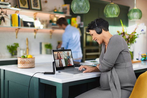 Jabra Evolve2 55 MS Wireless Office Headset product in use