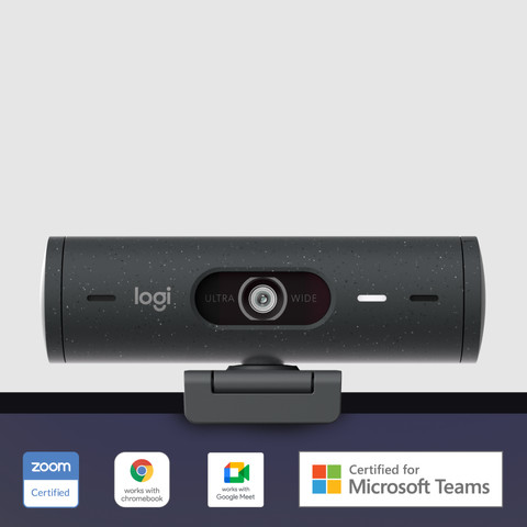 Logitech Brio 500 Full HD Webcam Grijs product in gebruik