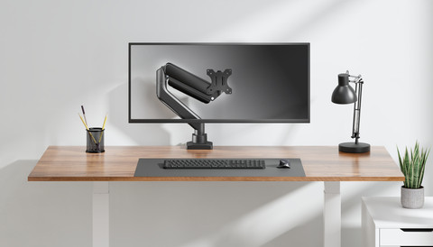 Neomounts NEXT Core DS70PLUS-450BL1 Monitor Arm for 17 to 49-inch Screens - Black product in use