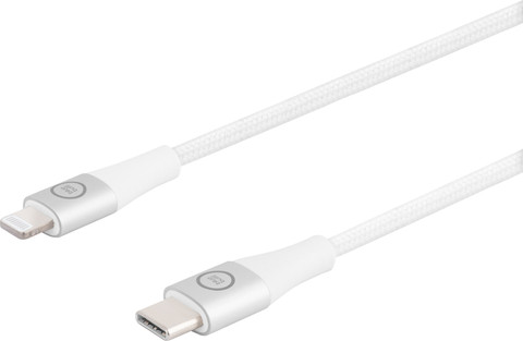 BlueBuilt USB-C vers Lightning Câble 1,5 m Nylon Blanc côté droit