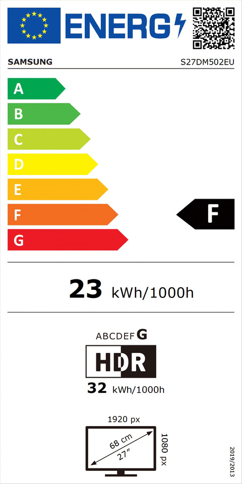 Samsung LS27DM502EUXEN Smart M5 energielabel