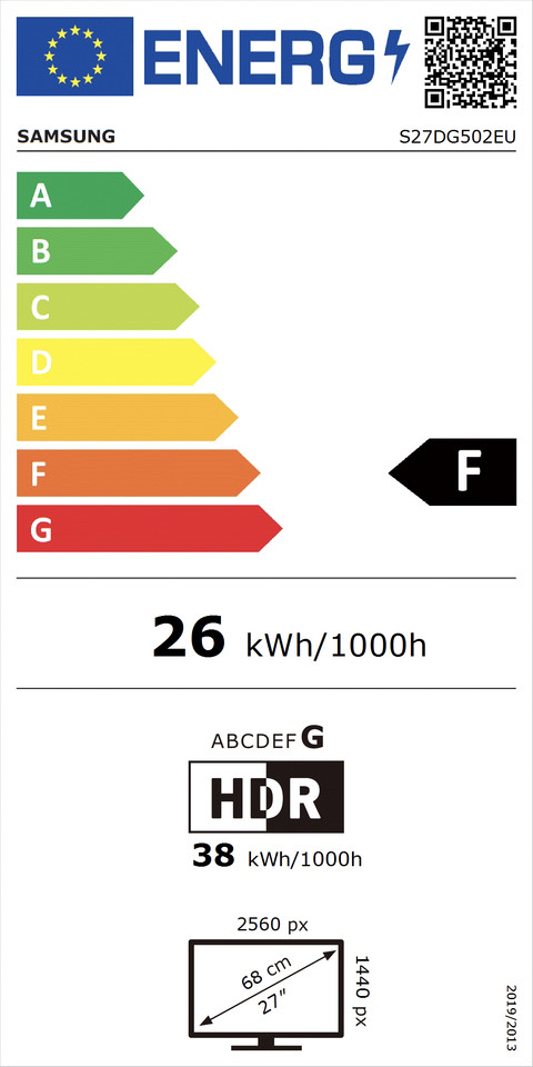 Samsung LS27DG502EUXEN Odyssey G5 energielabel